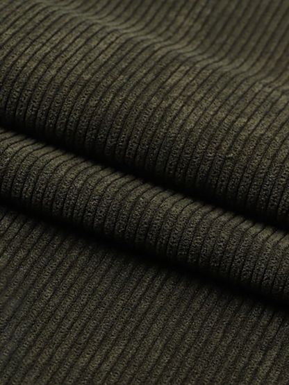 Men's Army Green Solid Corduroy Six-Button Double Breasted Party Suit