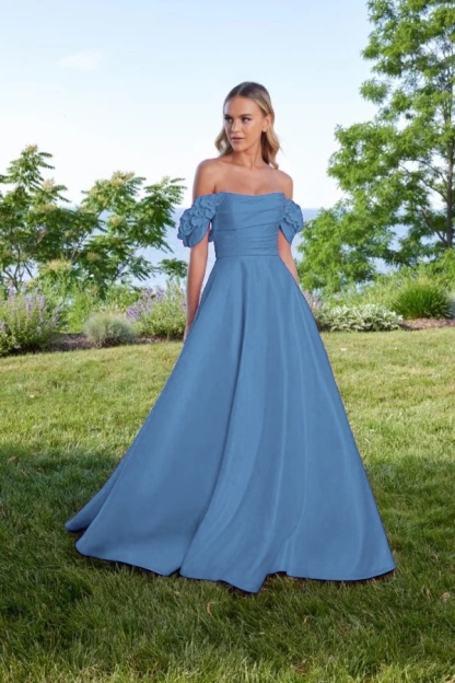 Off the Shoulder Sleeveless Long A Line Prom Dress With Pleated