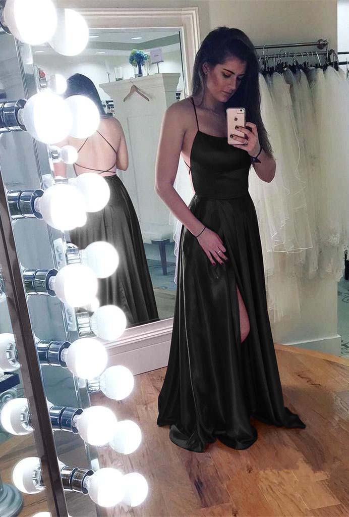 Mermaid Front Split Spaghetti Strap Sleeveless Backless Long Prom Dress