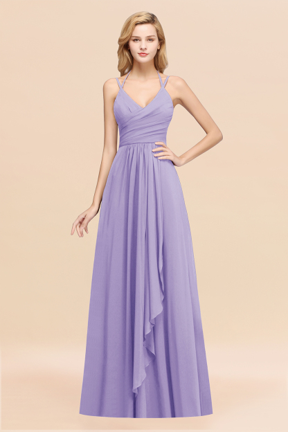 BMbridal Affordable Chiffon Burgundy Bridesmaid Dress With Spaghetti Straps-BMbridal