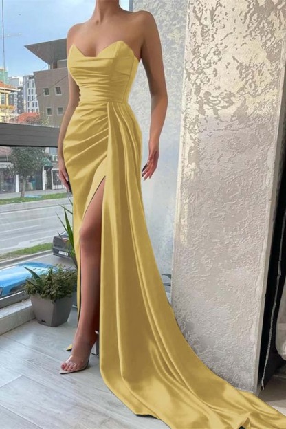 Classy Sweetheart Jade Mermaid Prom Dress Long With Split Ruffles