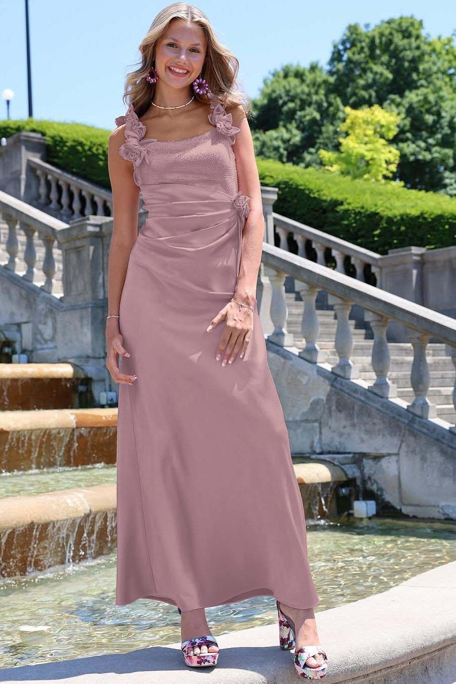 Charming Sleeveless Straps Mermaid Long Prom Dress With Pleated