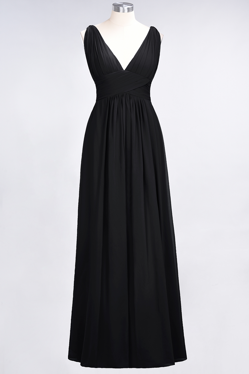 BMbridal Elegant V-Neck Burgundy Chiffon Affordable Bridesmaid Dress with Ruffle-BMbridal