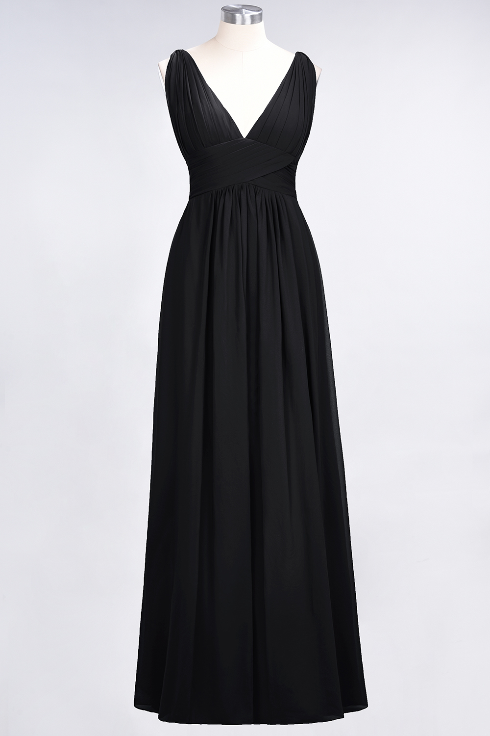 BMbridal Elegant V-Neck Burgundy Chiffon Affordable Bridesmaid Dress with Ruffle-BMbridal