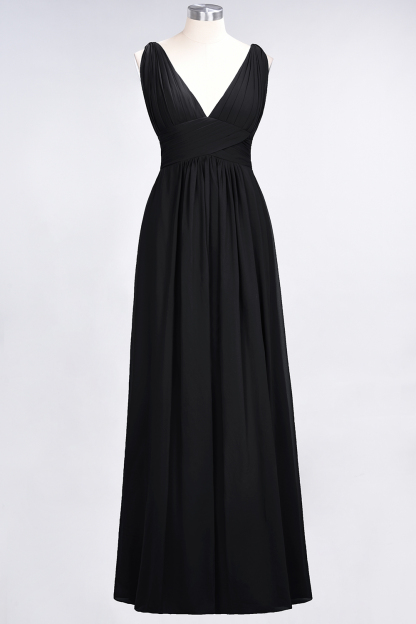 BMbridal Elegant V-Neck Burgundy Chiffon Affordable Bridesmaid Dress with Ruffle-BMbridal