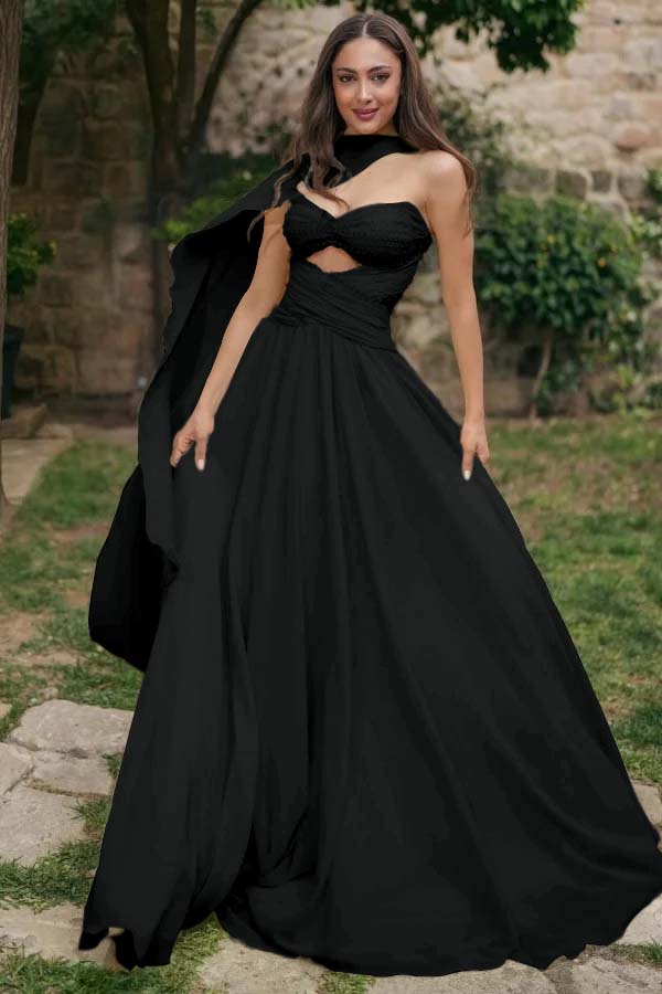 Strapless Sweetheart Sleeveless Long Prom Dress With Pleated
