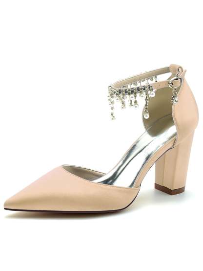 Bridesmaid High Heel Shoes with Rhinestones for Women's Weddings
