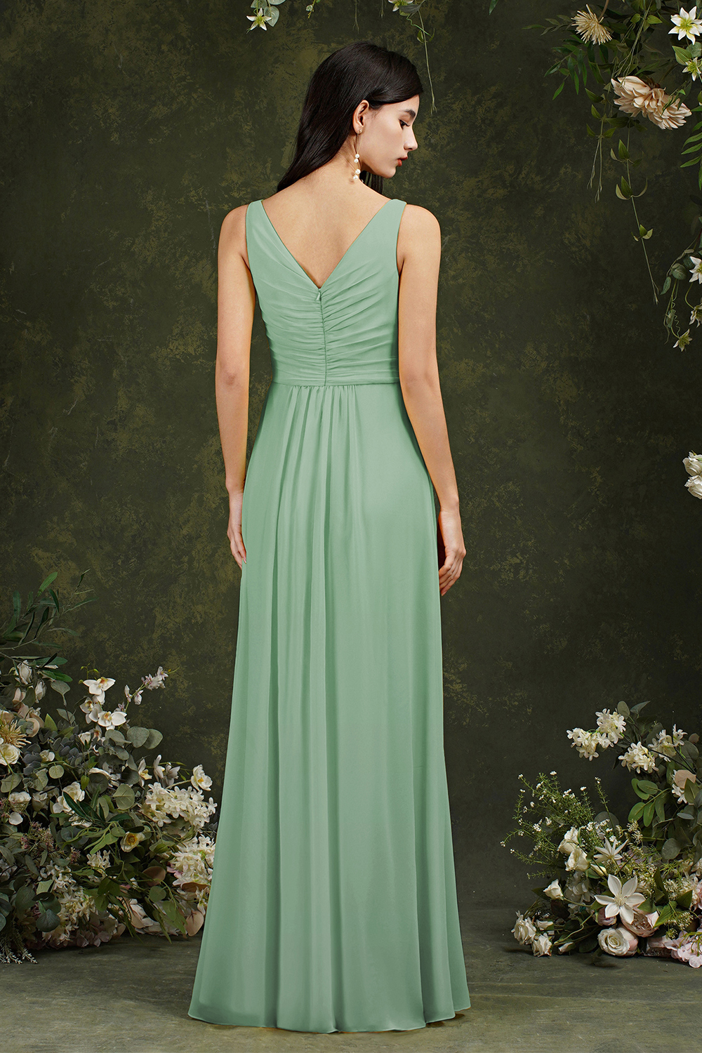 BMbridal Sleeveless Bridesmaid Dress Long With Slit Online-BMbridal