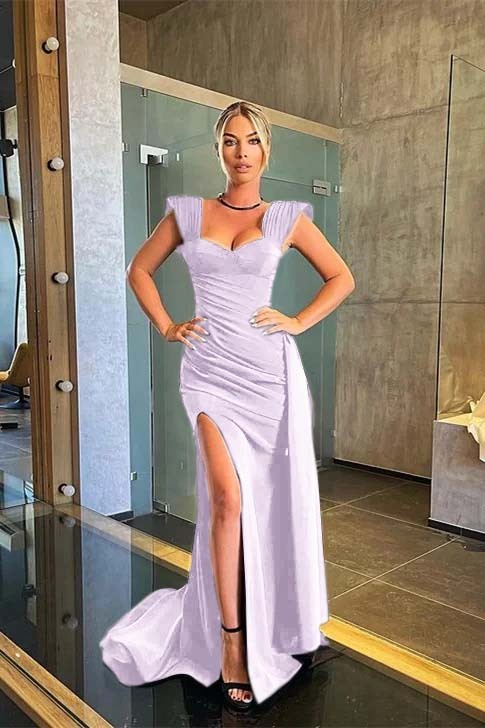 Charming Mermaid Black Sleeveless Prom Dress Long With Side Split Ruffles