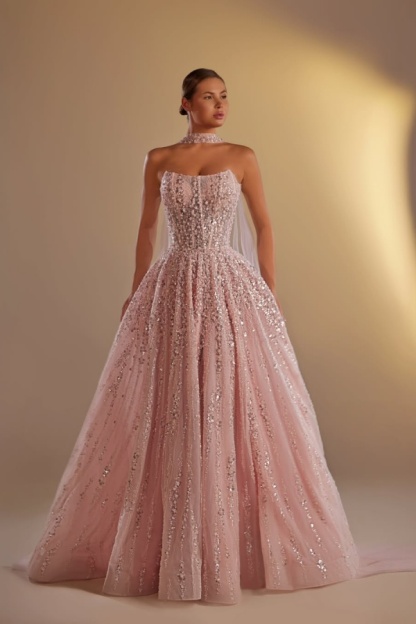 Strapless Sleeveless Long A Line Prom Dress With Pleated Beading