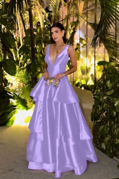 Straps Deep V Neck Sleeveless A Line Long Prom Dress With Pleated