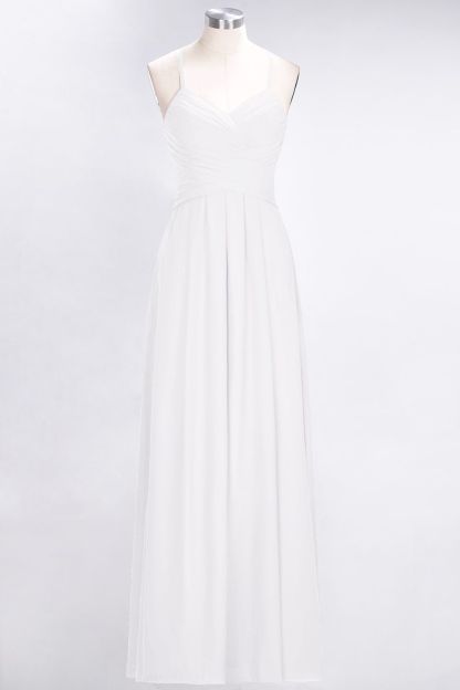 BMbridal Affordable Spaghetti Straps V-Neck Burgundy Chiffon Bridesmaid Dress with Keyhole Back-BMbridal