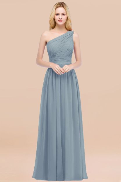 BMbridal Chic One-shoulder Sleeveless Burgundy Chiffon Bridesmaid Dresses Online-BMbridal
