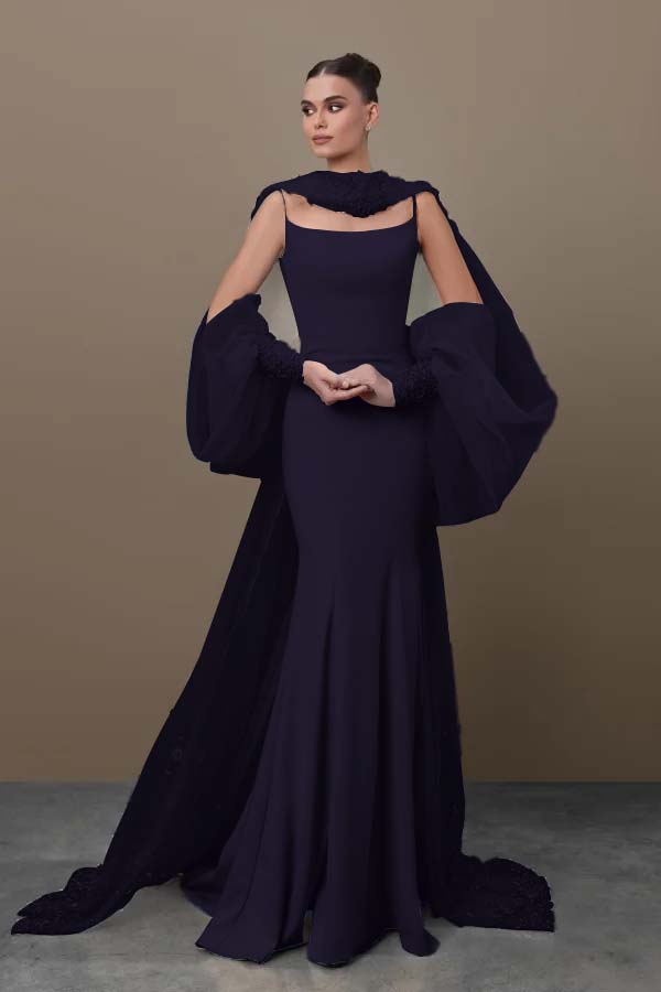 Spaghetti Strap Sleeveless Long Mermaid Prom Dress With Sequins