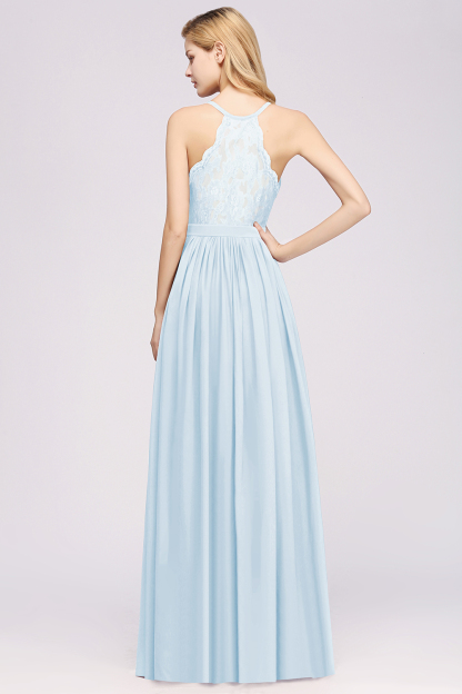 BMbridal Affordable Chiffon V-Neck Sleeveless Lace Bridesmaid Dress Online-BMbridal