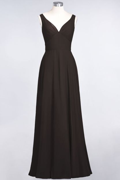 BMbridal Chic Chiffon V-Neck Straps Ruffle Affordable Bridesmaid Dresses with Open Back-BMbridal