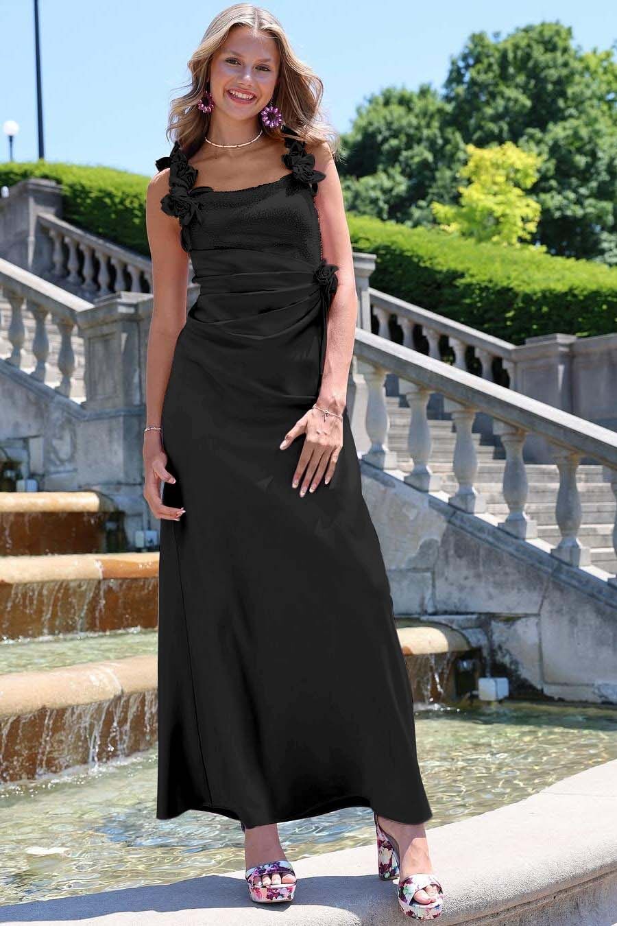 Charming Sleeveless Straps Mermaid Long Prom Dress With Pleated