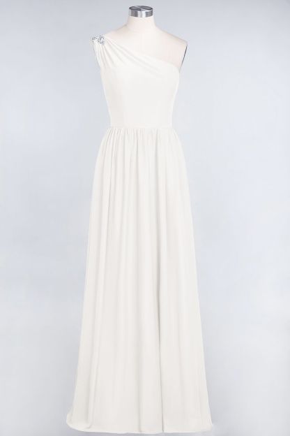 BMbridal Affordable Chiffon One-Shoulder Ruffle Bridesmaid Dress with Beadings-BMbridal