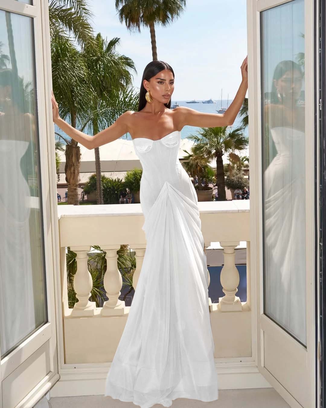 Strapless Sleeveless Sweetheart Long Mermaid Prom Dress With Pleated