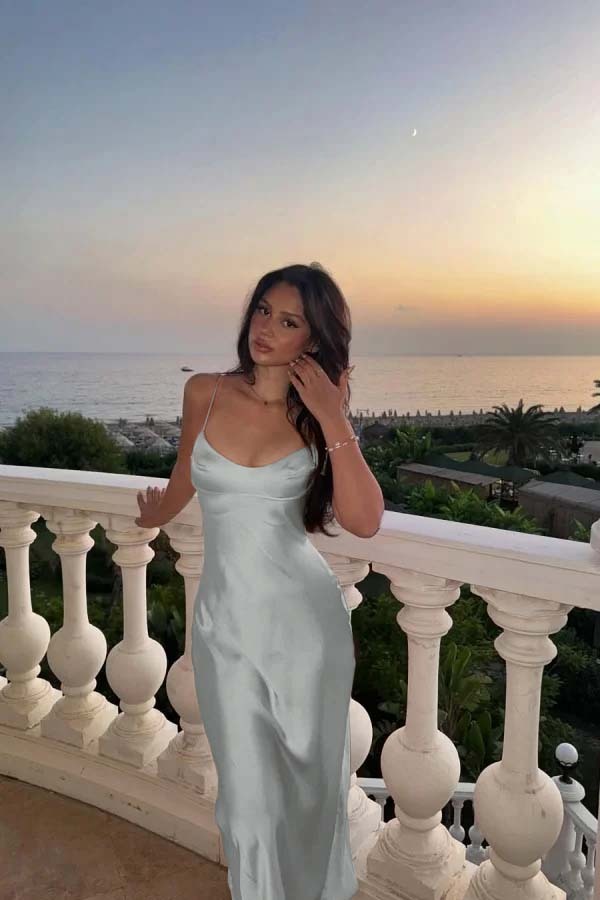 Spaghetti Strap Sleeveless Long Mermaid Prom Dress With Pleated