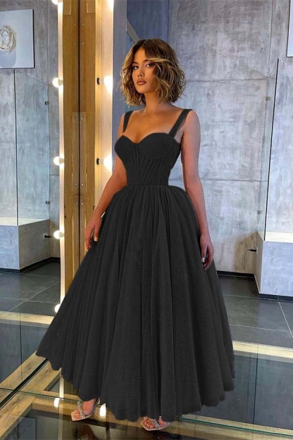 Chic Glittering Straps Sweetheart Sleeveless A Line Prom Dress With Sequins
