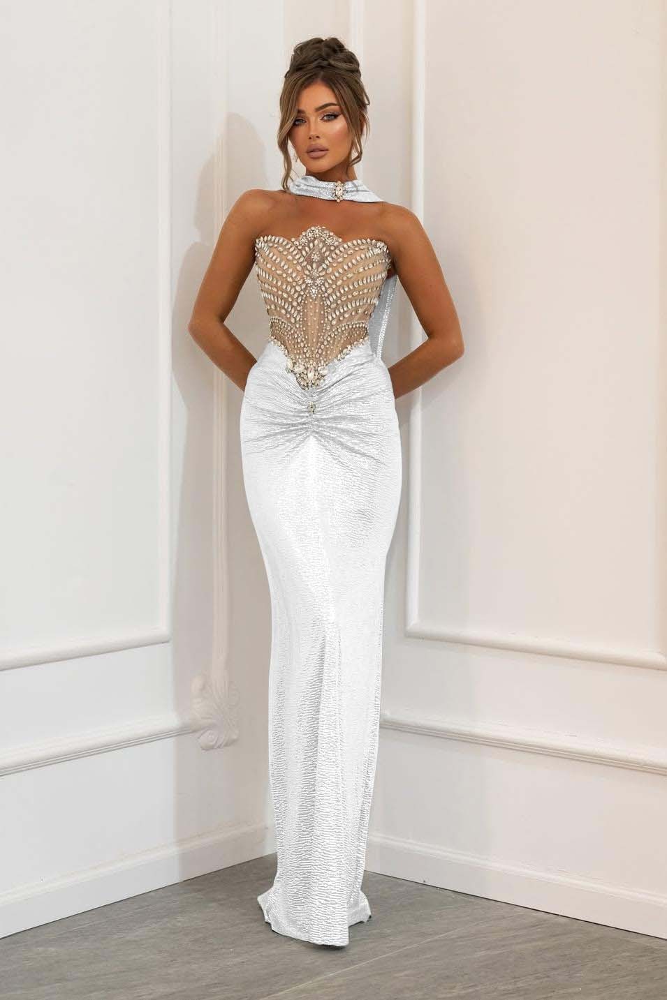 Strapless Sleeveless Long Mermaid Prom Dress With Beading Pleated
