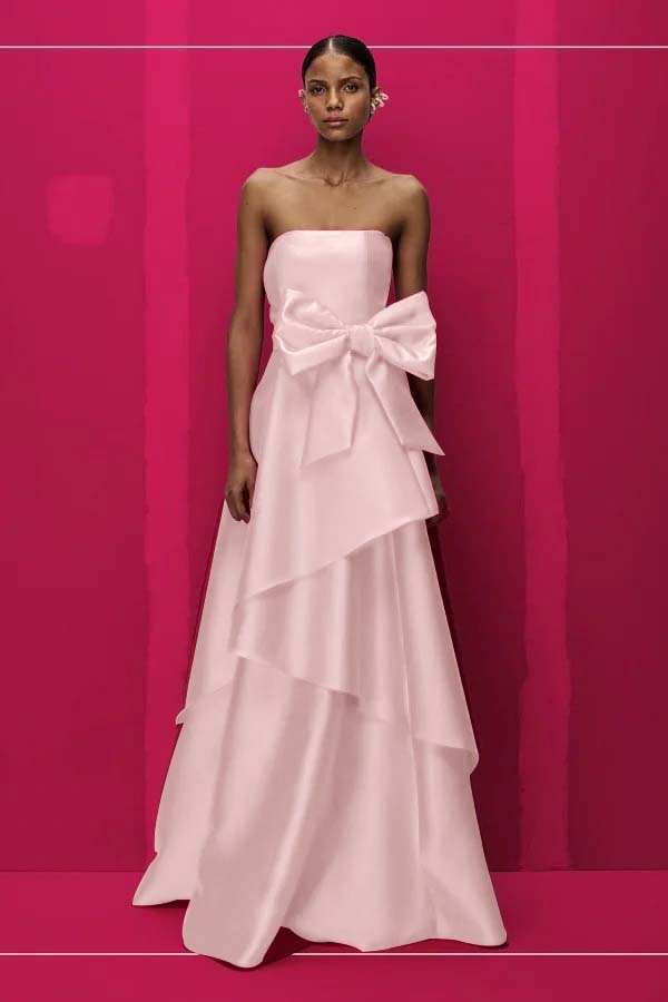 Chic Strapless Sleeveless Long Prom Dress With Pleated Bowknot
