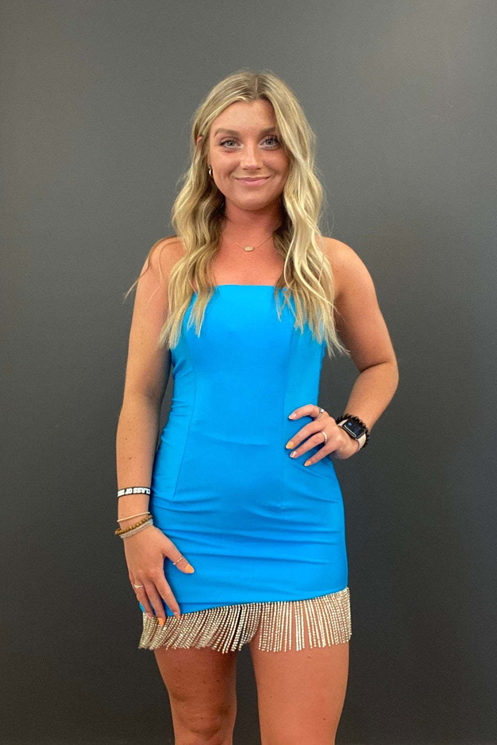 Fuchsia Strapless Fringed Tight Short Homecoming Dress