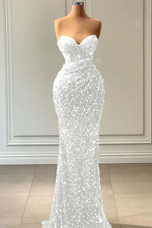 Blue Sleeveless Mermaid Sequins Prom Dress Sweetheart With Pleated