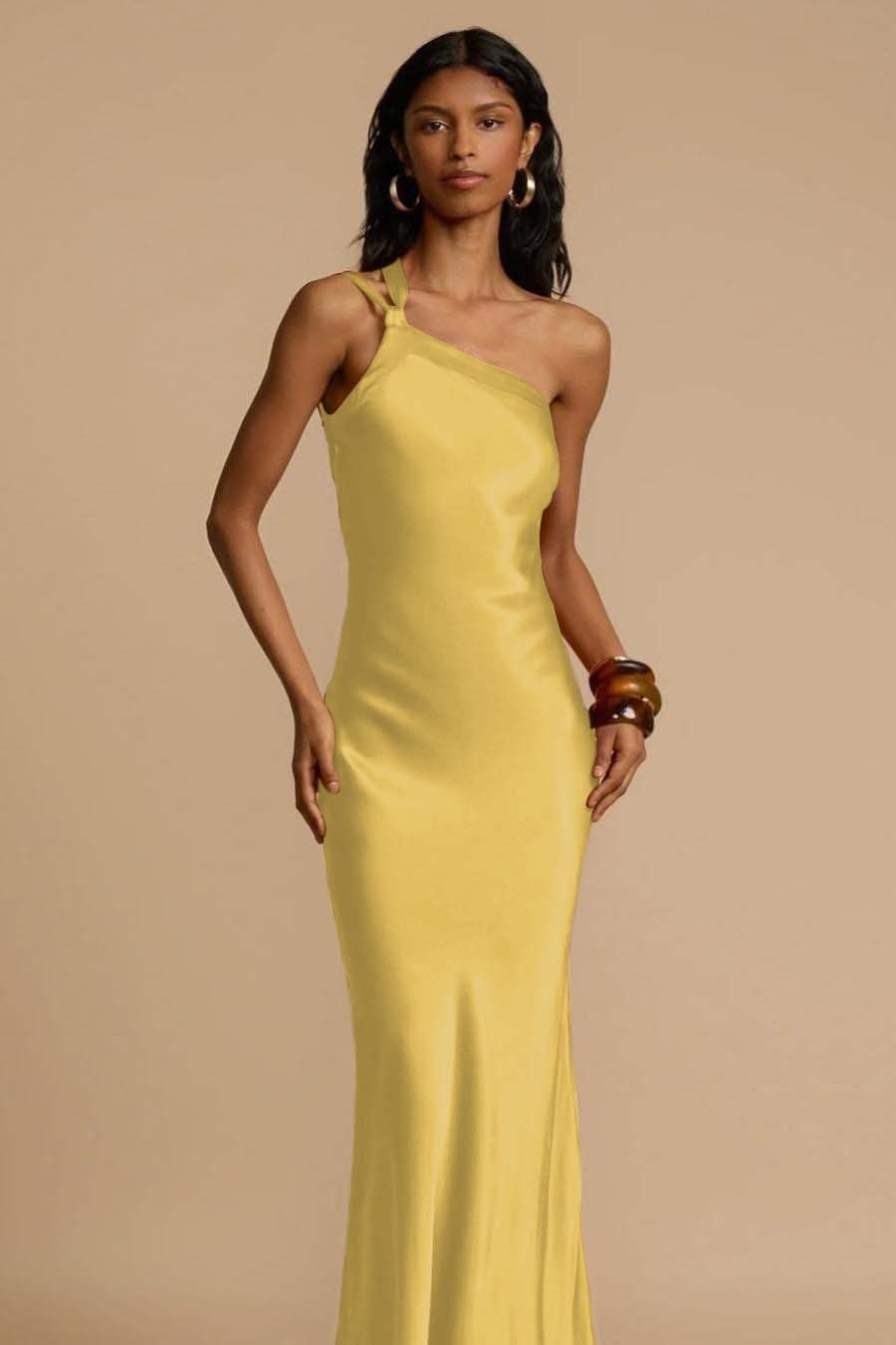 One Shoulder Sleeveless Backless Long Prom Dress With Ruffles