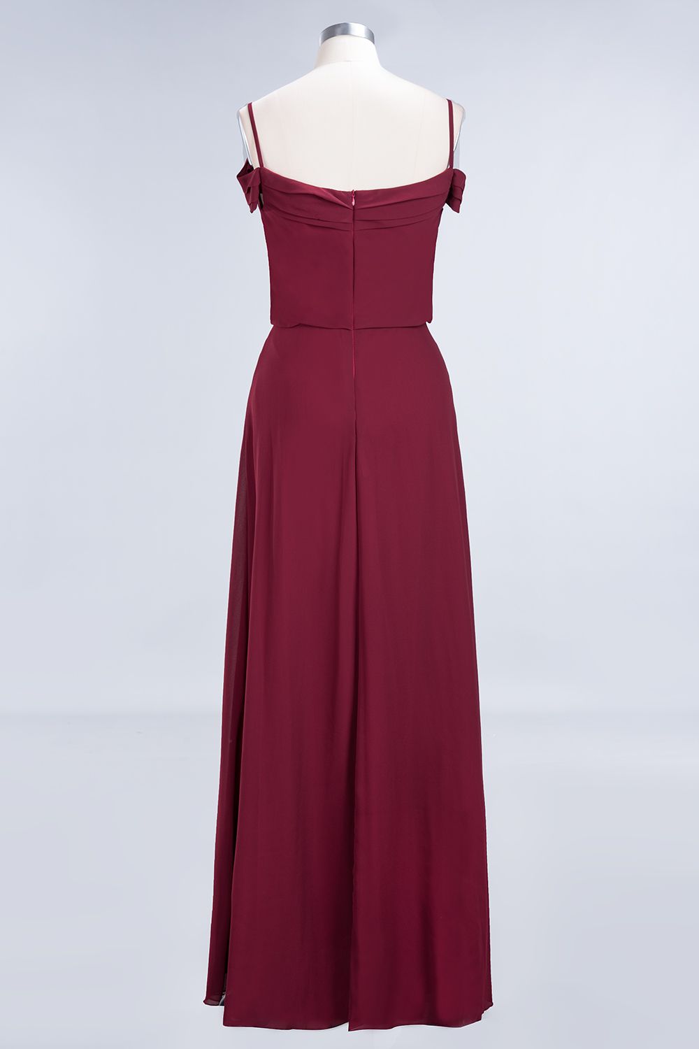 BMbridal Elegant Off-the-Shoulder Burgundy Bridesmaid Dress Online Spaghetti-Straps Affordable Maid of Honor Dress-BMbridal