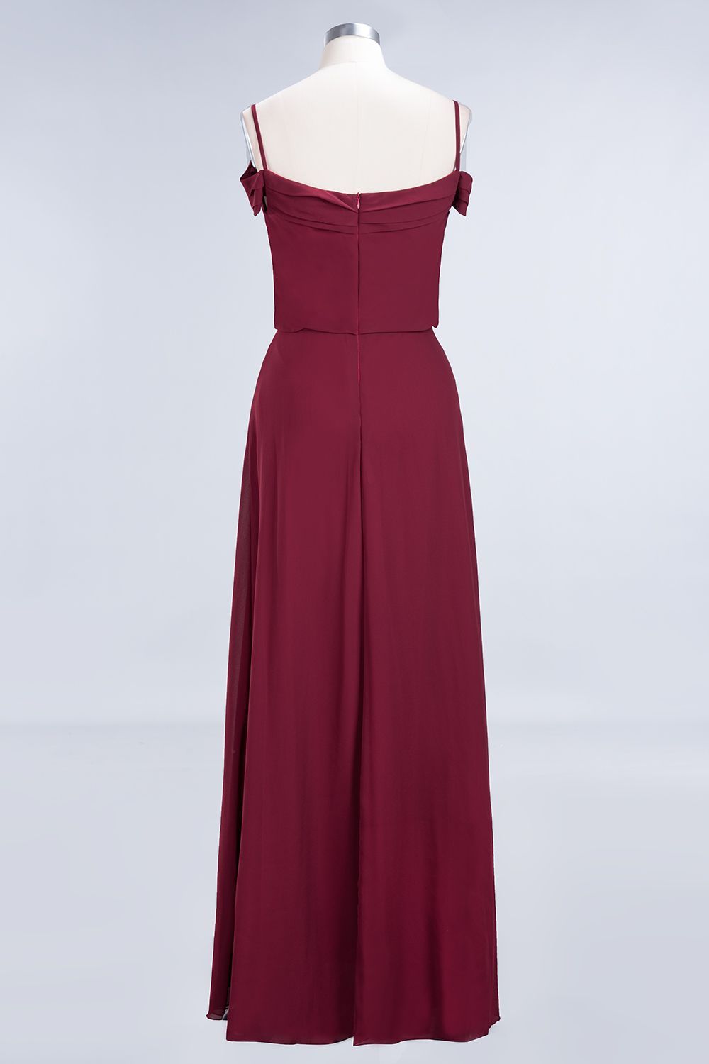 BMbridal Elegant Off-the-Shoulder Burgundy Bridesmaid Dress Online Spaghetti-Straps Affordable Maid of Honor Dress-BMbridal