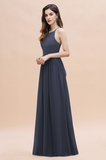 BMbridal Affordable Jewel Sleeveless Stormy Chiffon Bridesmaid Dress with Ruffles Online-BMbridal