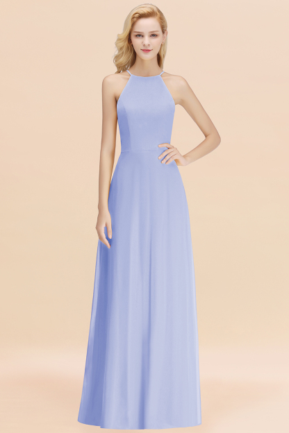 BMbridal Modest High-Neck Yellow Chiffon Affordable Bridesmaid Dresses Online-BMbridal