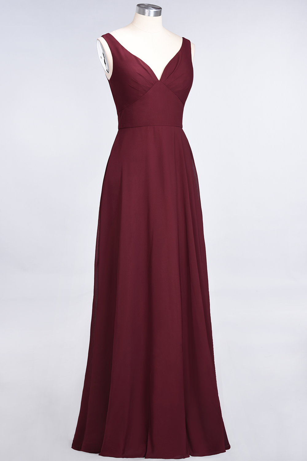 BMbridal Chic Chiffon V-Neck Straps Ruffle Affordable Bridesmaid Dresses with Open Back-BMbridal