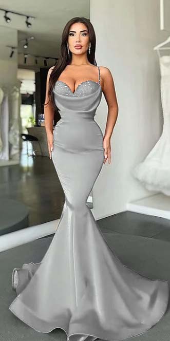 Mermaid Red Spaghetti Strap Sleeveless Sweetheart Prom Dress With Sequins