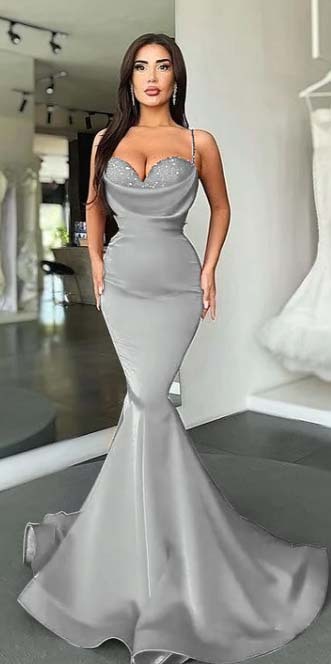 Mermaid Red Spaghetti Strap Sleeveless Sweetheart Prom Dress With Sequins