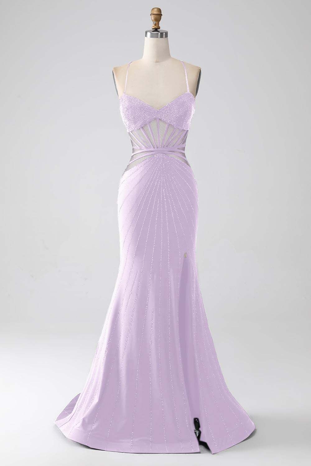 Spaghetti Strap Sleeveless Long Mermaid Prom Dress With Beading