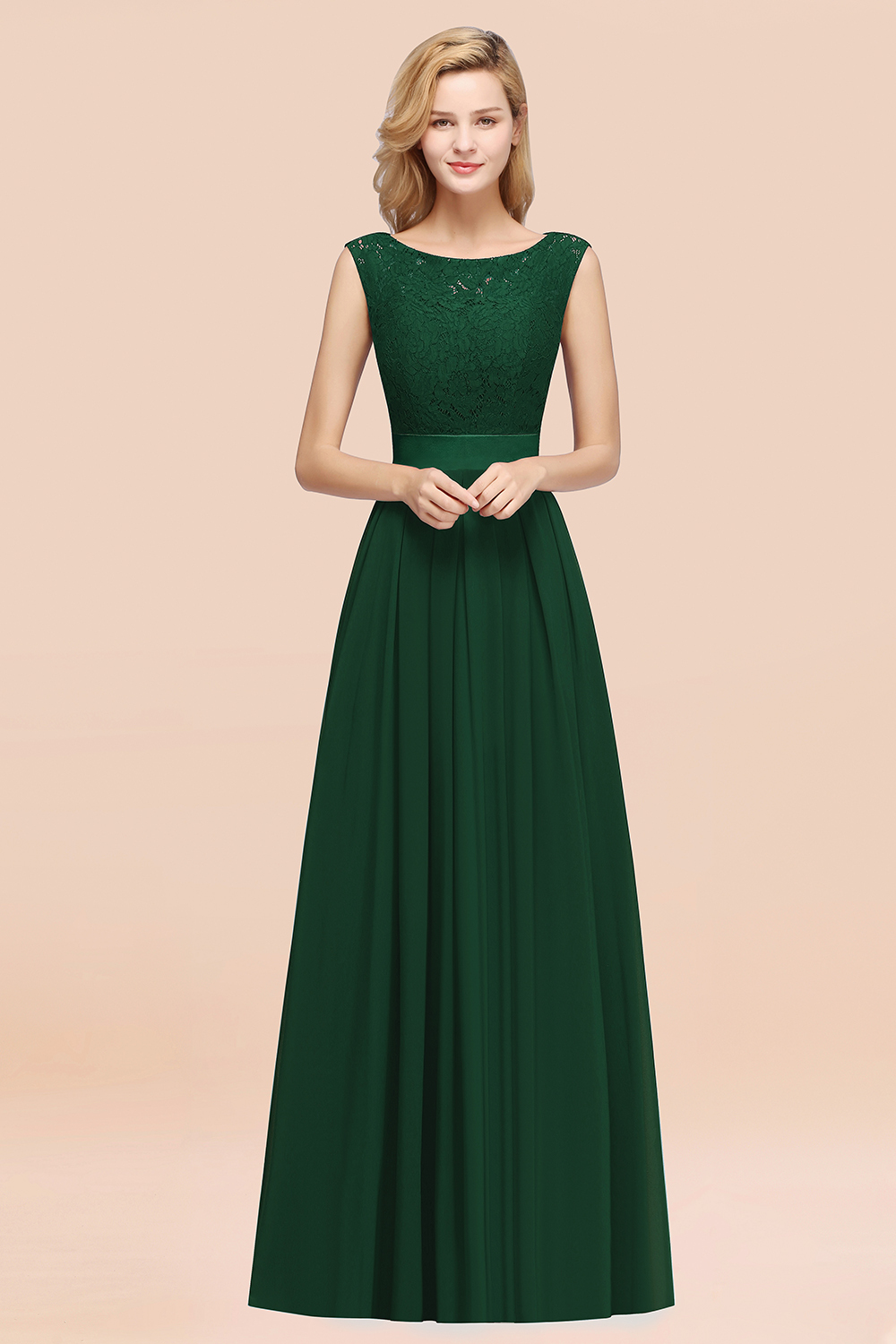 BMbridal Vintage Sleeveless Lace Bridesmaid Dresses Affordable Chiffon Wedding Party Dress Online-BMbridal