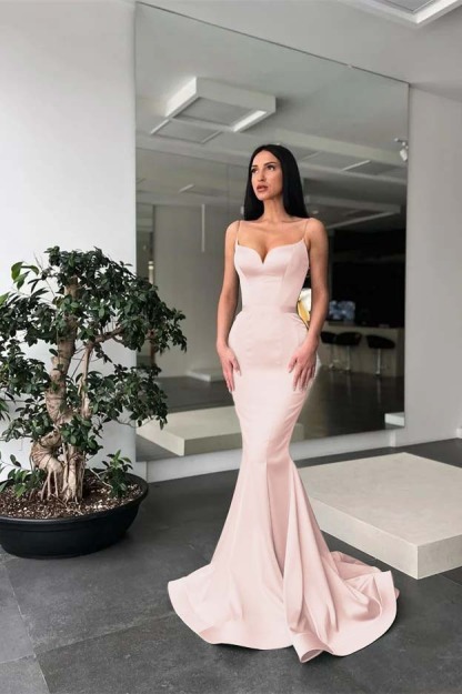 Charming Sage Spaghetti Strap Sleeveless Long Mermaid Prom Dress With Belt