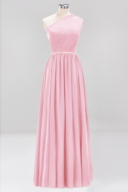 BMbridal Modest One-shoulder Royal Blue Affordable Bridesmaid Dress with Beadings-BMbridal