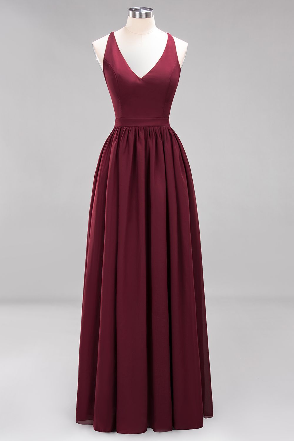BMbridal Affordable Chiffon V-Neck Sleeveless Lace Bridesmaid Dress Online-BMbridal