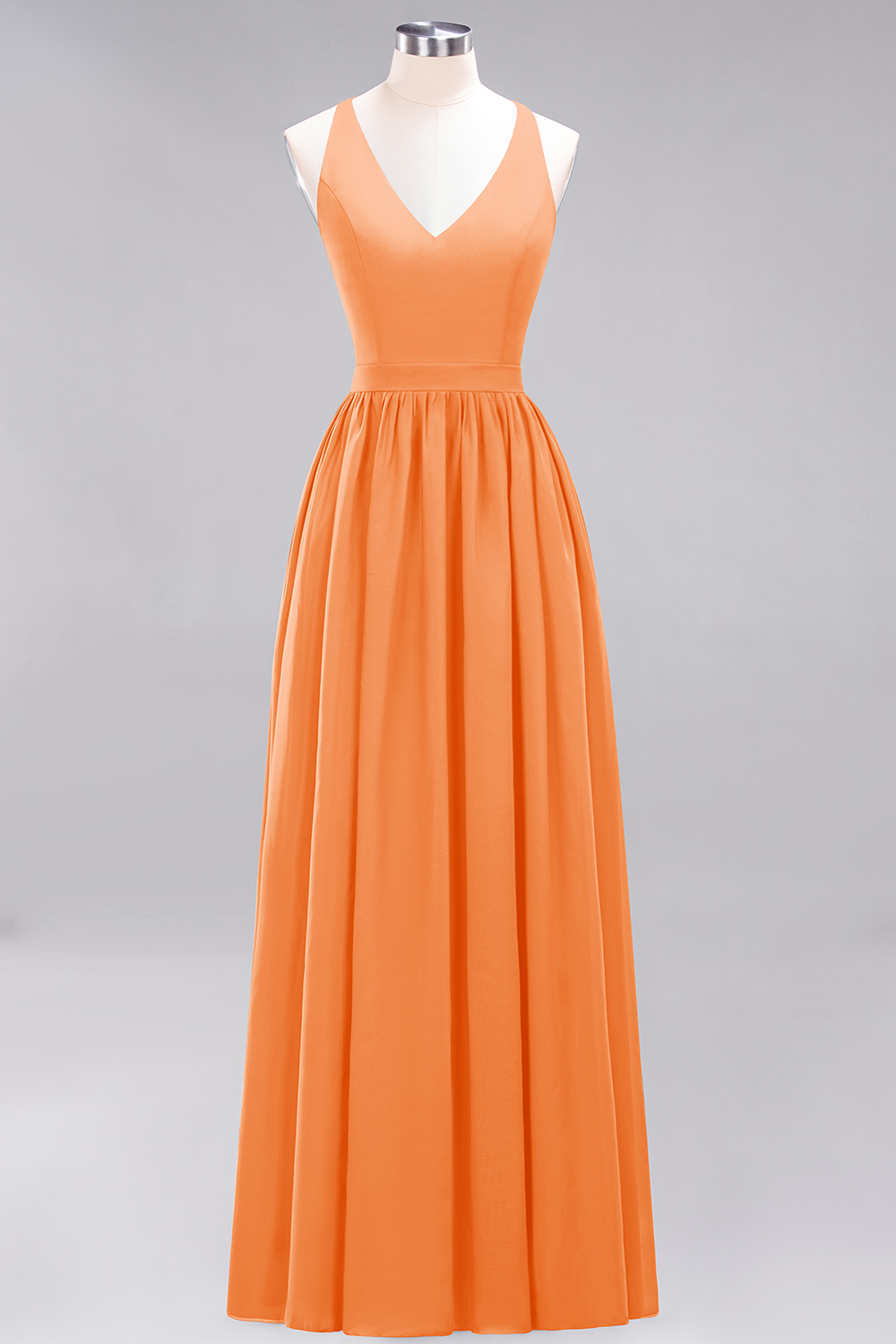 BMbridal Affordable Chiffon V-Neck Sleeveless Lace Bridesmaid Dress Online-BMbridal