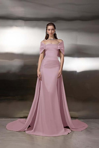 Off the Shoulder Sleeveless Long Mermaid Prom Dress With Pleated