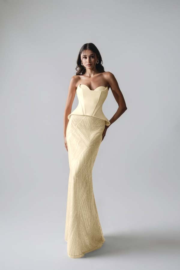 Sleeveless Strapless Long Mermaid Prom Dress With Pleated Sequins