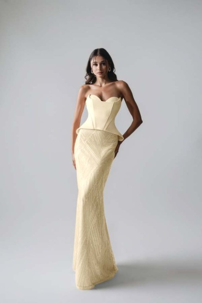 Sleeveless Strapless Long Mermaid Prom Dress With Pleated Sequins