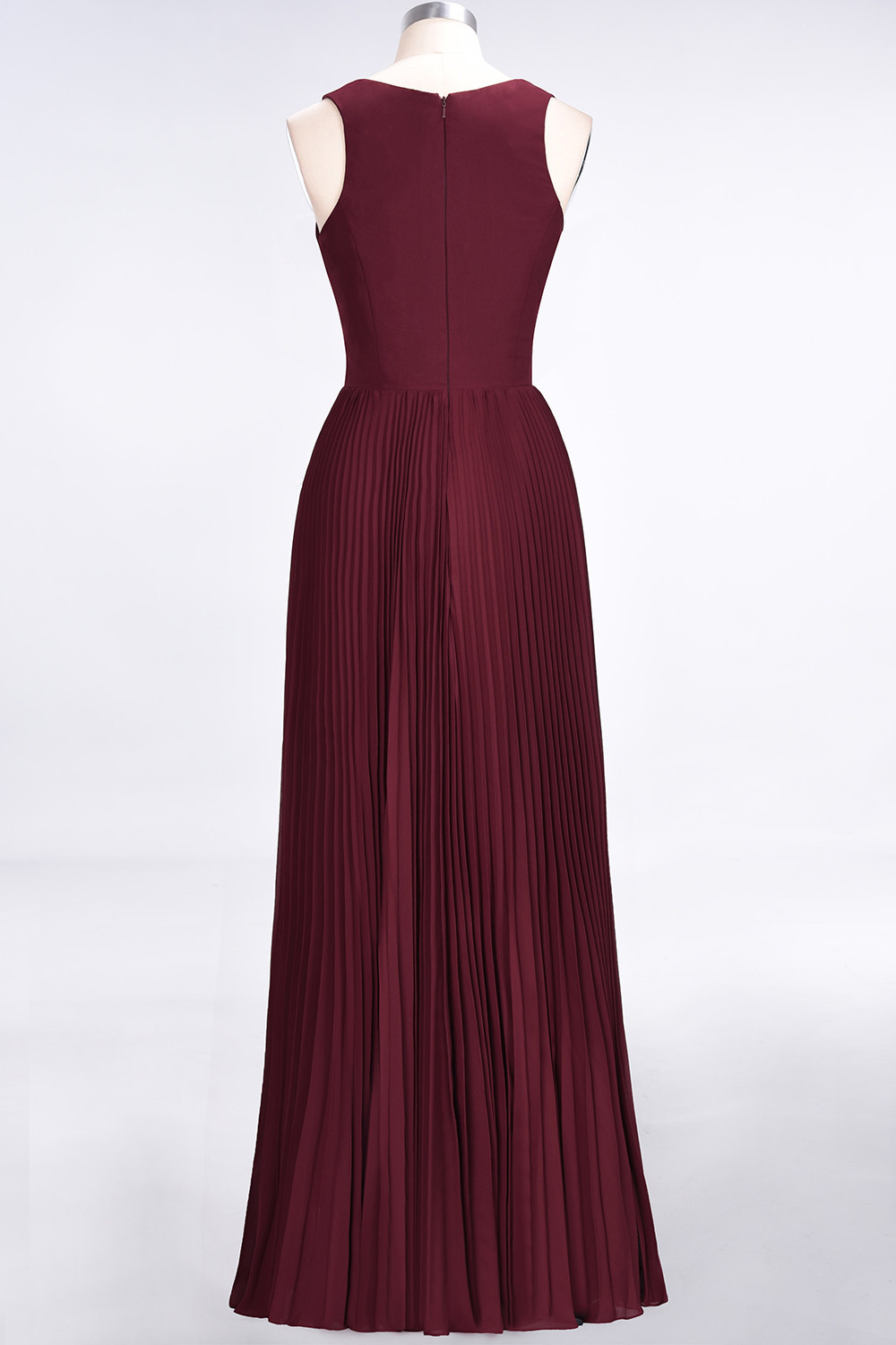 BMbridal Glamorous Chiffon V-Neck Ruffle Burgundy Bridesmaid Dresses Affordable-BMbridal
