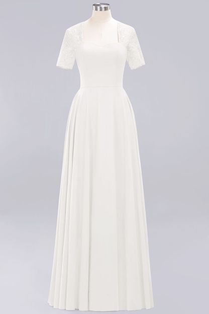 BMbridal Dark Navy Open-Back Long Bridesmaid Dress With Short Sleeves-BMbridal