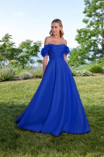 Off the Shoulder Sleeveless Long A Line Prom Dress With Pleated