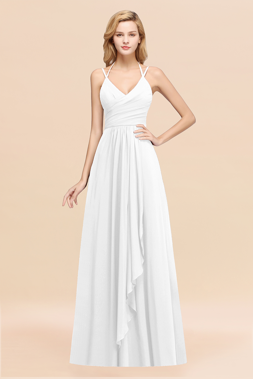 BMbridal Affordable Chiffon Burgundy Bridesmaid Dress With Spaghetti Straps-BMbridal